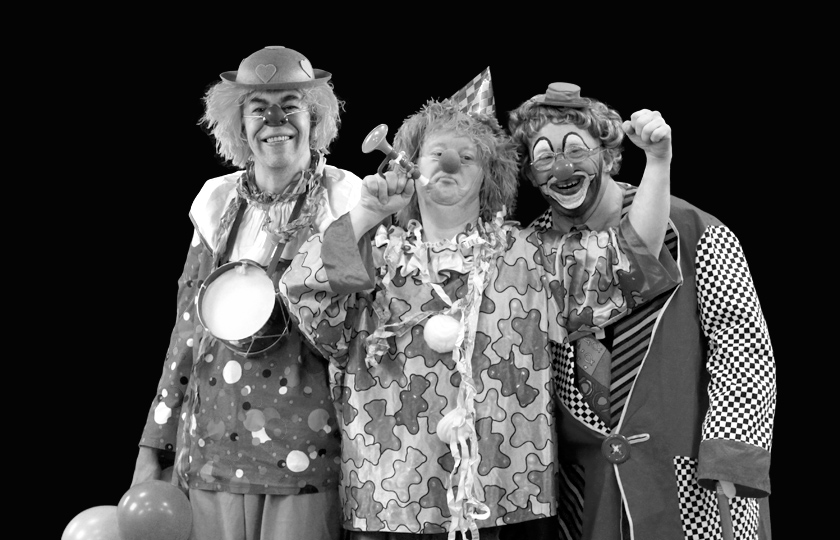 woidesign foto schwarz weiss clowns